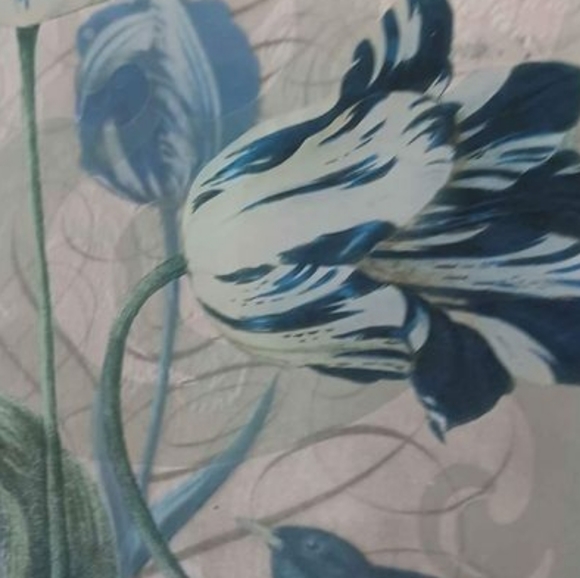 Blue Bird / Floral Glass Hand Painted Vintage Vase - Picture 6 of 8